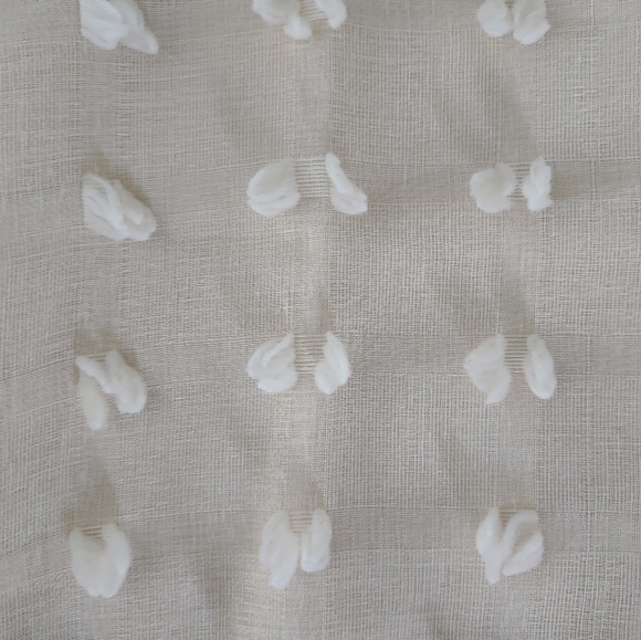 SHEIN cream tufted sheer top with cream lining, gathered sleeve cuffs, mock neck - Picture 14 of 15